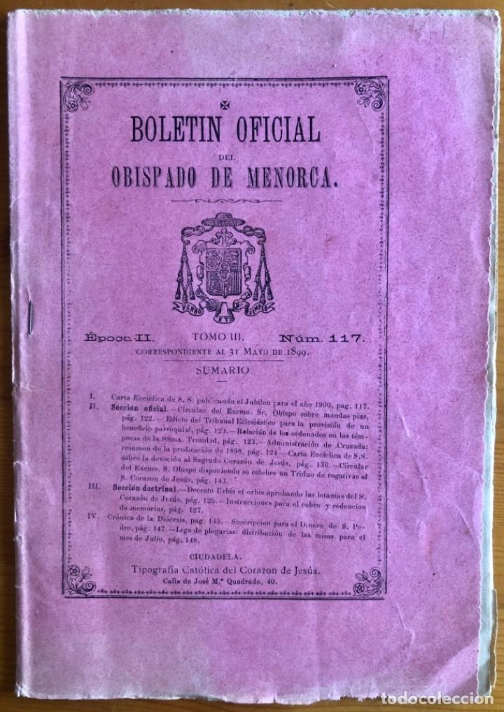 Coleccionismo de Revistas y Peri&oacute;dicos: CIUDADELA- MENORCA- BALEARES- BOLETIN OBISPADO- 1899