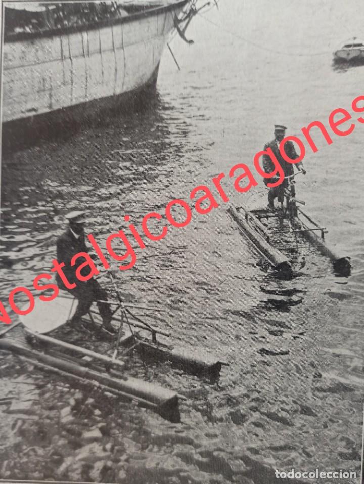 Coleccionismo de Revistas y Peri&oacute;dicos: Puerto Barcelona nuevo hidrociclo bicicleta acu&aacute;tica fotograf&iacute;a revista a&ntilde;o 190X
