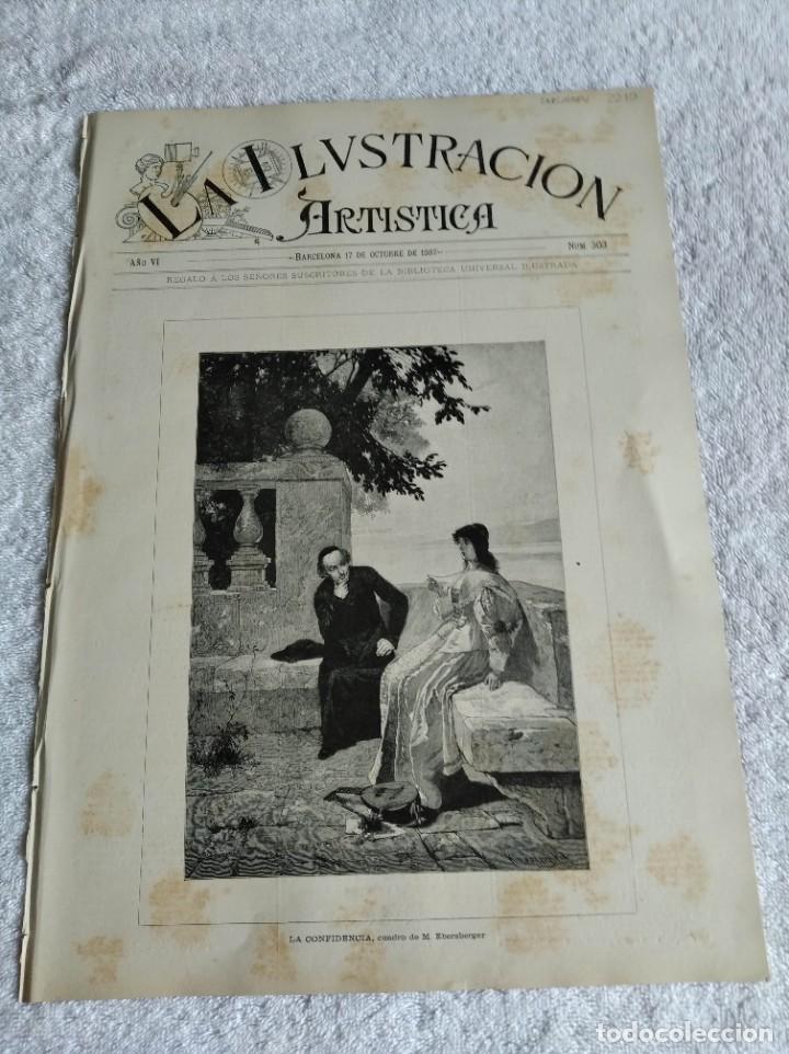 Coleccionismo de Revistas y Peri&oacute;dicos: LA ILUSTRACI&Oacute;N ART&Iacute;STICA. A&Ntilde;O 1887. N&ordm; 303. CUADRO DE J. GARNELO. CUADRO DE RAM&Oacute;N CASAS. EL PRIMER A