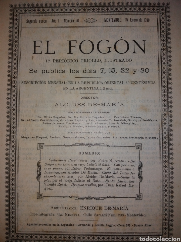 Coleccionismo de revistas y peri&oacute;dicos: Revista Ilustrada 1899 Monumento a Lavalleja ciudda de Minas escultor Juan Ferrari y dibujos guerra