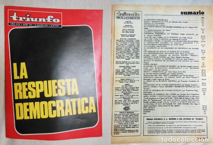 Colecionismo de Revistas e Jornais: TRIUNFO. A&ntilde;o XXX, Num 676, 10 enero 1976. La respuesta democratica