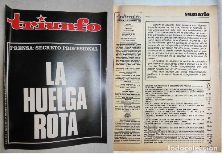 Colecionismo de Revistas e Jornais: TRIUNFO. A&ntilde;o XXX, Num 682, 21 febrero 1976. La huelga, rota