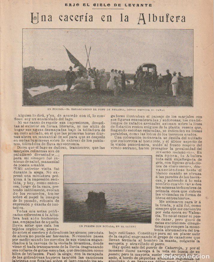 Collezionismo di Riviste e Giornali: * CAZA * VALENCIA * Una cacer&iacute;a en la Albufera / Julio de Hoyos - 1905