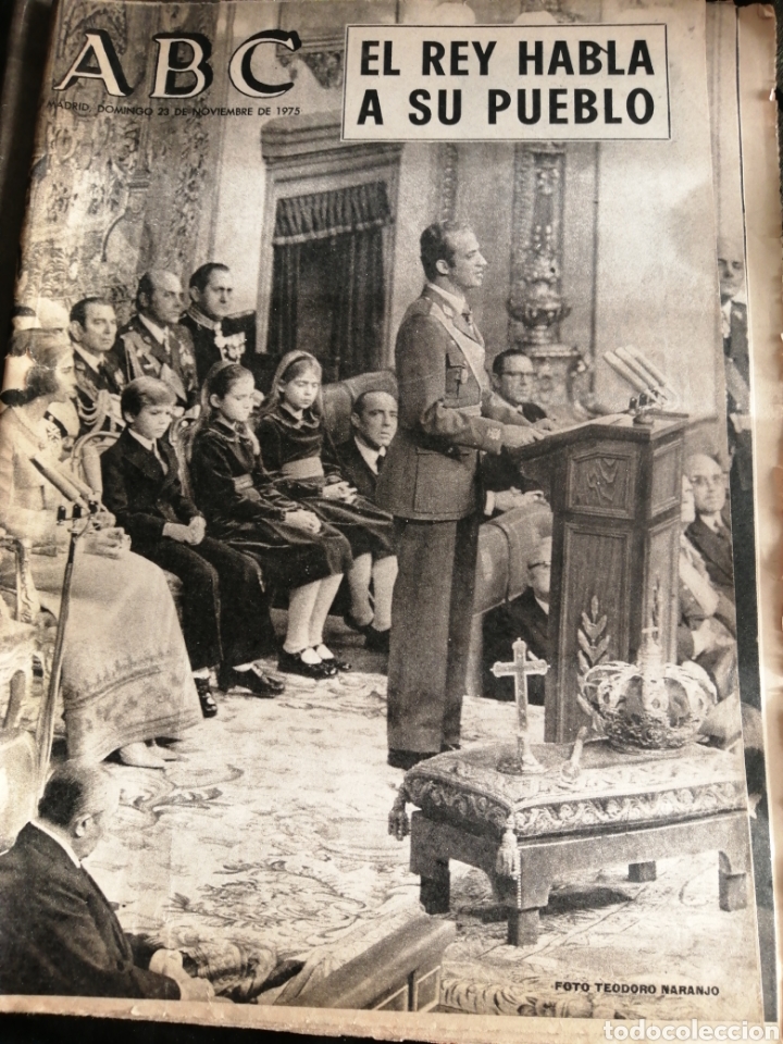 Coleccionismo de Revistas y Peri&oacute;dicos: PERI&Oacute;DICO ABC, A&Ntilde;O 1975, REY JUAN CARLOS, HABLA A SU PUEBLO.