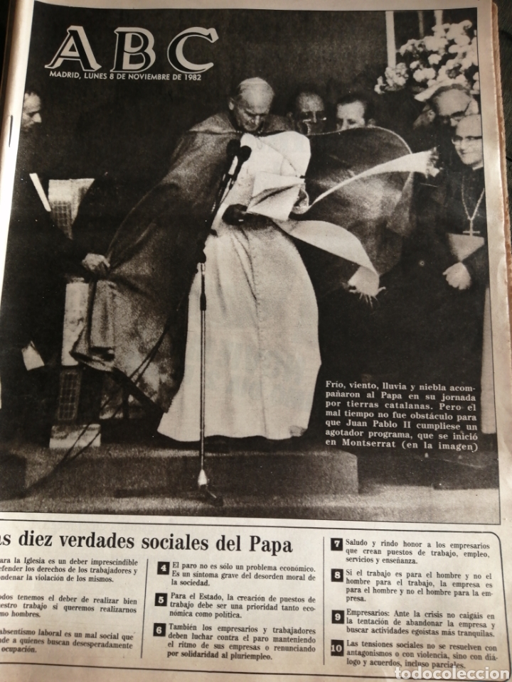 Coleccionismo de Revistas y Peri&oacute;dicos: PERI&Oacute;DICO ABC, A&Ntilde;O 1982, EL PAPA JUAN PABLO II EN CATALU&Ntilde;A. .