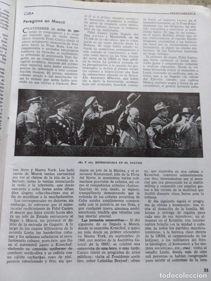 Coleccionismo de Revistas y Peri&oacute;dicos: FIDEL CASTRO VISITA LA URSS. RECORTE 3 PAGINAS REVISTA SP MAYO 1963