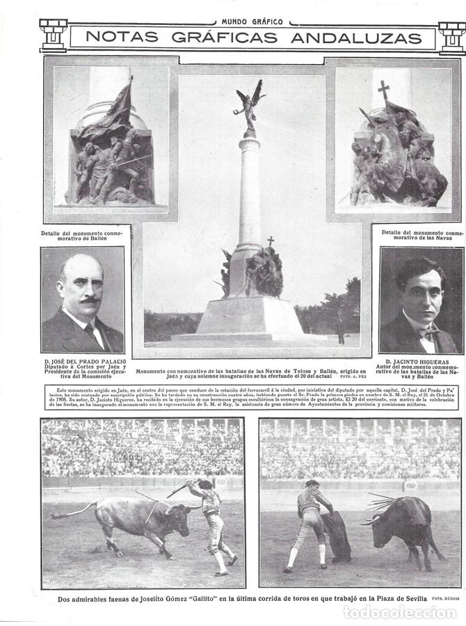 Coleccionismo de Revistas y Peri&oacute;dicos: 1912 HOJA REVISTA SEVILLA PLAZA DE TOROS FAENAS DE JOSELITO G&Oacute;MEZ 'GALLITO III'