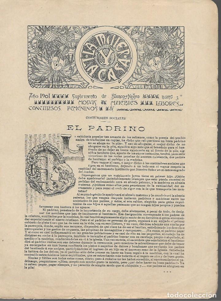 Coleccionismo de Revistas y Peri&oacute;dicos: COMPLEMENTO- BLANCO Y NEGRO, MADRID, N&ordm; 3 DE 1901, COMPLETA, VER FOTOS