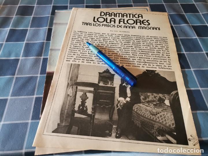 Coleccionismo de revistas y peri&oacute;dicos: LOLA FLORES TRAS LOS PASOS DE ANNA MAGANI RECORTE REVISTA 3 PAGINAS 1973