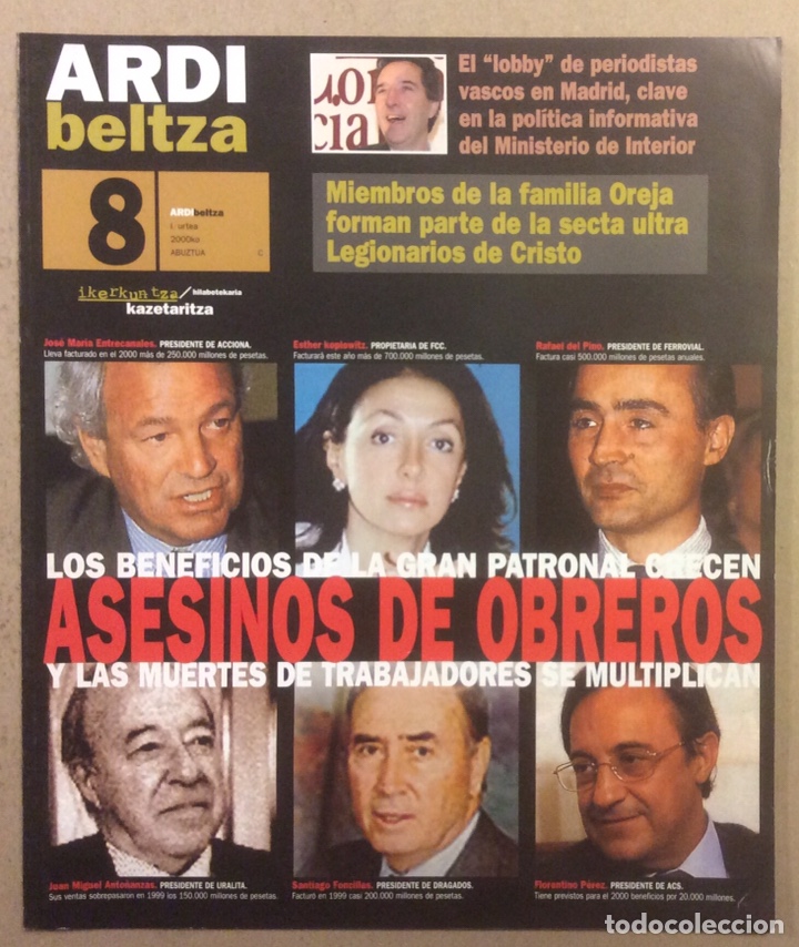 Sammeln von Zeitschriften und Zeitungen: ARDI BELTZA N&deg; 8 (2000). REVISTA PERIODISMO INVESTIGACI&Oacute;N IZQUIERDA ABERTZALE DIRIGIDA PEPE REI