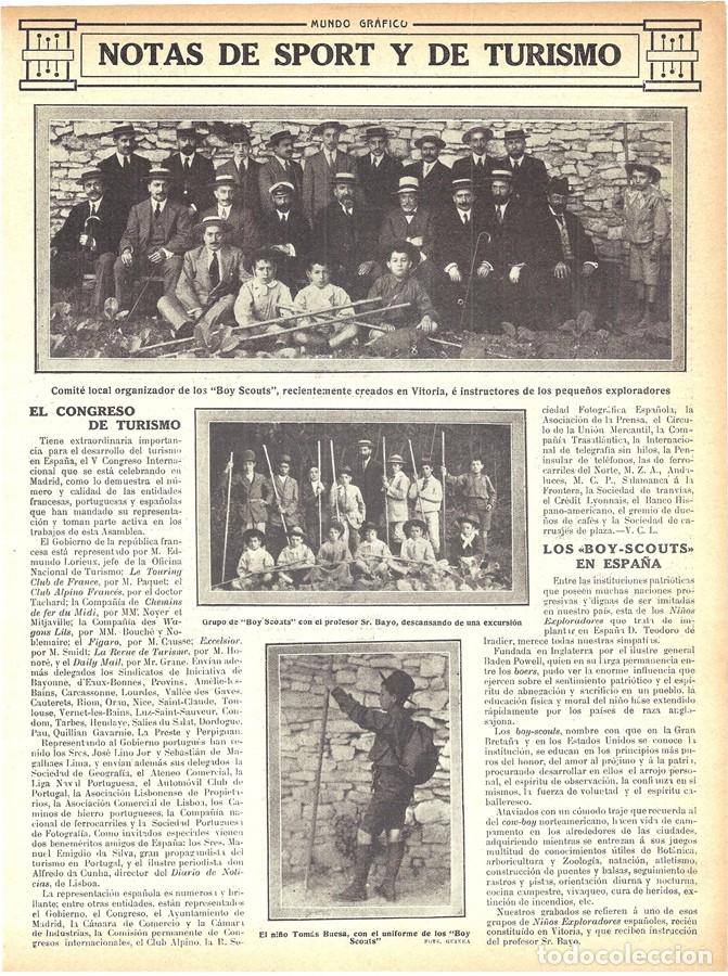 Collectionnisme de Revues et Journaux: 1912 HOJA REVISTA VITORIA CREACI&Oacute;N BOY SCOUTS INSTRUCTORES Y EXPLORADORES, SR BAYO NI&Ntilde;O TOM&Aacute;S BUESA