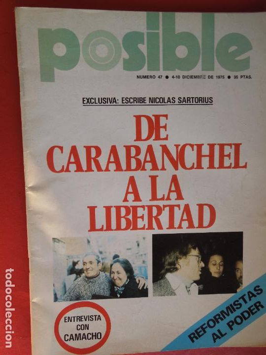 Coleccionismo de Revistas y Peri&oacute;dicos: POSIBLE , REVISTA N&ordm; 47 -12-1975 - DE CARANBACHEL A LA LIBERTAD - SARTORIUS - CAMACHO
