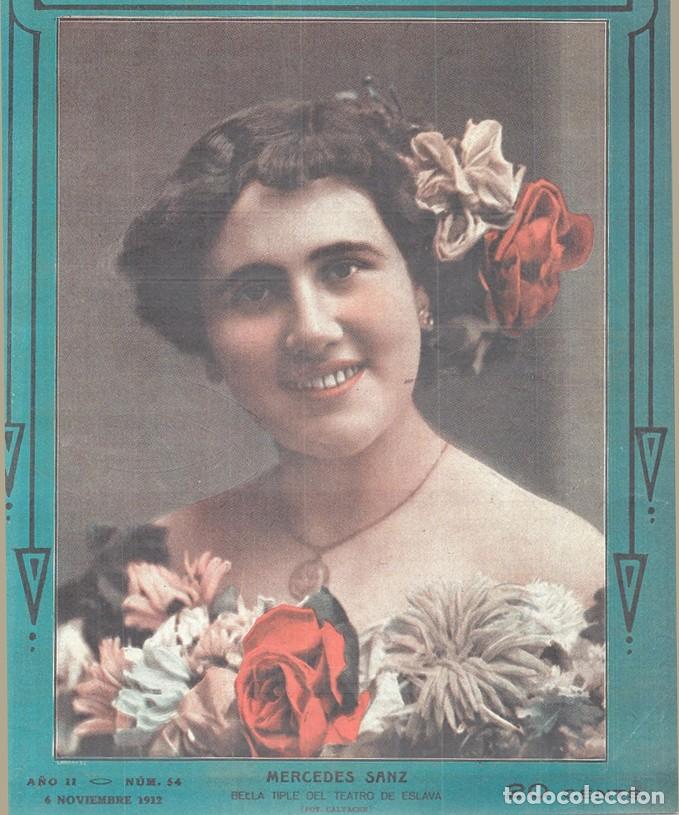 Coleccionismo de revistas y peri&oacute;dicos: 1912 HOJA REVISTA PORTADA MERCEDES SANZ ARTISTA CANTANTE TIPLE DEL TEATRO ESLAVA DE MADRID