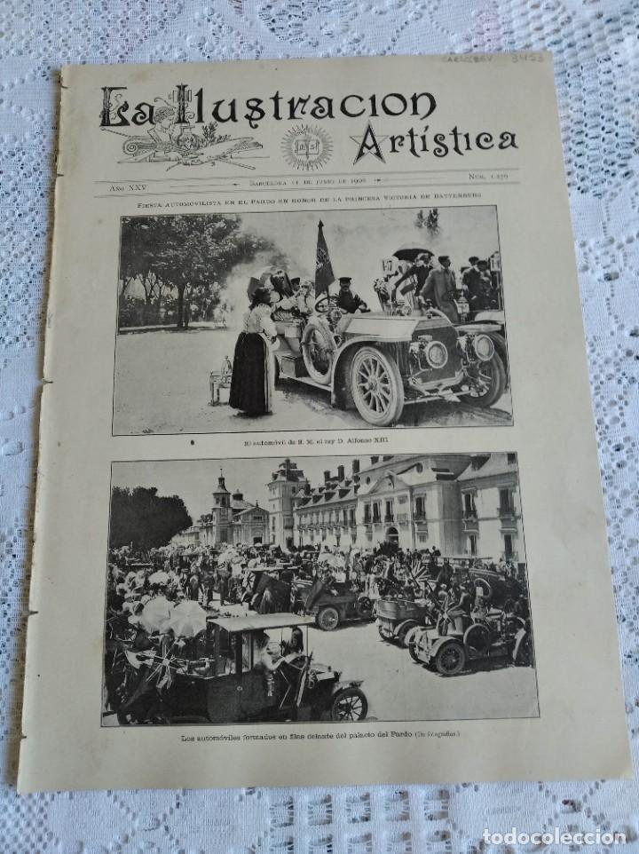 Collectionnisme de Revues et Journaux: LA ILUSTRACI&Oacute;N ART&Iacute;STICA. A&Ntilde;O 1906. N&ordm; 1276. LLEGADA DE LOS PR&Iacute;NCIPES A MADRID. LA BODA DEL REY ALFO