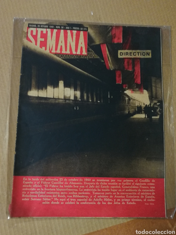 Collezionismo di Riviste e Giornali: REVISTA SEMANA- 29 OCTUBRE 1940. PRIMERA REUNI&Oacute;N ENTRE FRANCO Y EL F&Uuml;HRER.