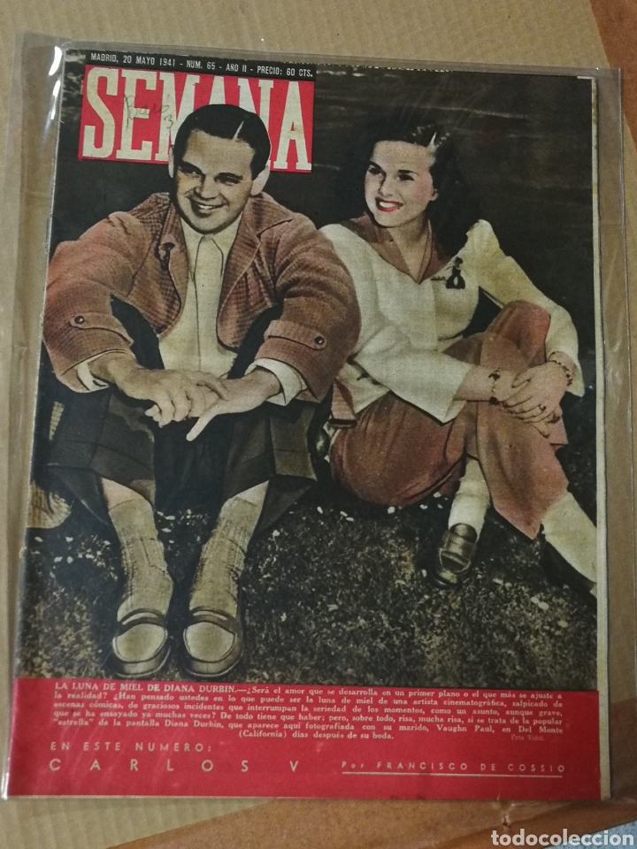 Coleccionismo de Revistas y Peri&oacute;dicos: REVISTA SEMANA- 20 MAYO 1941. LUNA DE MIEL DE DIANA DURBIN.