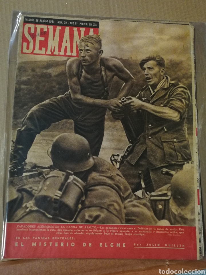 Coleccionismo de Revistas y Peri&oacute;dicos: REVISTA SEMANA- 26 AGOSTO 1941. ZAPADORES ALEMANES EN LA CANOA DE ASALTO.