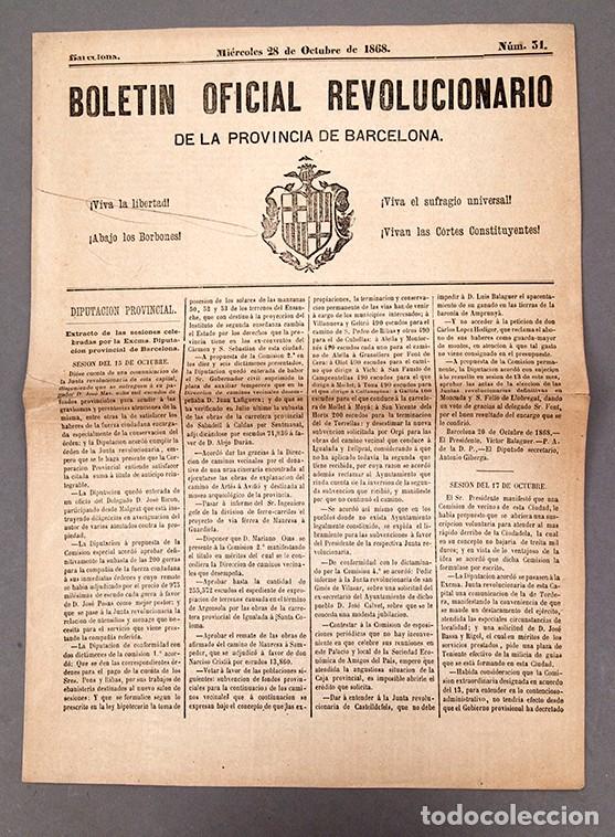 Sammeln von Zeitschriften und Zeitungen: BOLETIN OFICIAL REVOLUCIONARIO PROVINCIA DE BARCELONA - 1868 - N&ordm; 31