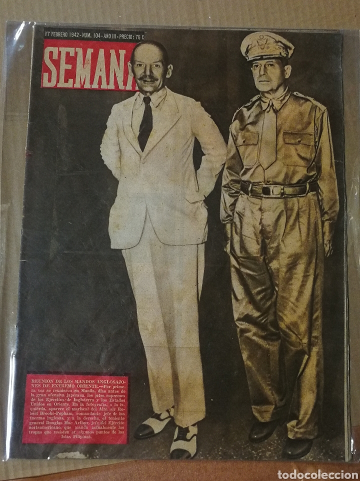 Coleccionismo de Revistas y Peri&oacute;dicos: REVISTA SEMANA- 17 FEBRERO 1942. CONTRAPORTADA TENIENTE ROBERT MONTGOMERY.