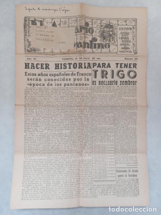 Collectionnisme de Revues et Journaux: SUPLEMENTO SEMANAL EL AGRARIO LEVANTINO. DIRIGIDO AL BAR&Oacute;N DE CARCER, VALENCIA. N&ordm; 123, 15/07/1951