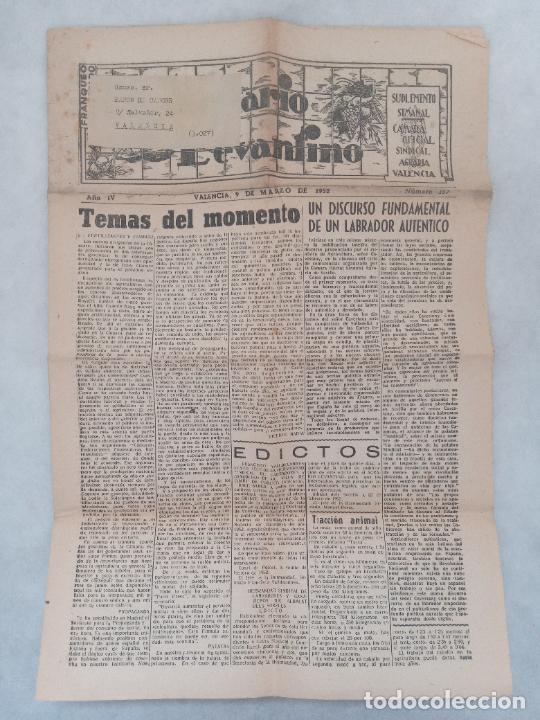 Collectionnisme de Revues et Journaux: SUPLEMENTO SEMANAL EL AGRARIO LEVANTINO. DIRIGIDO AL BAR&Oacute;N DE CARCER, VALENCIA. N&ordm; 157, 09/03/1952