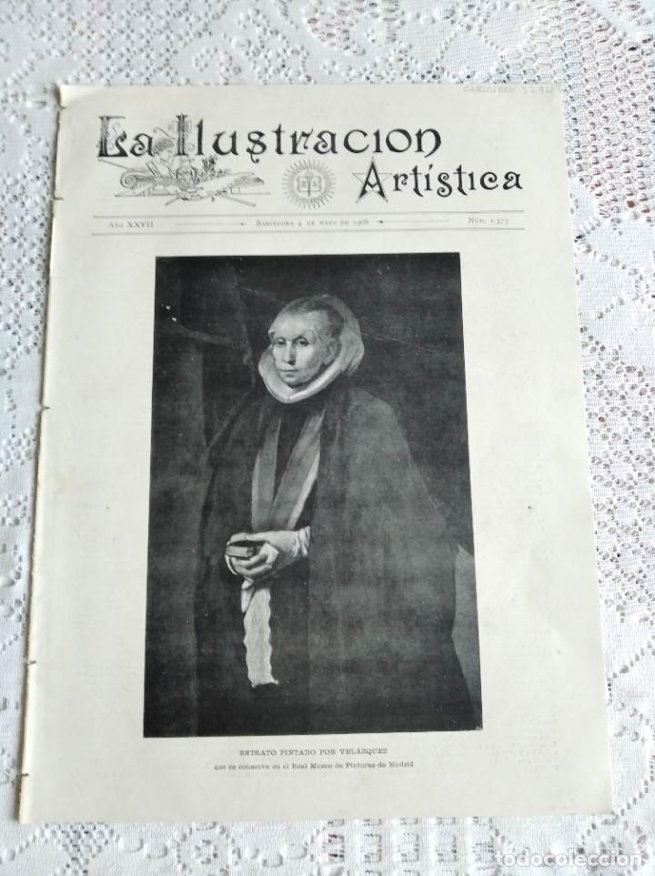 Coleccionismo de revistas y peri&oacute;dicos: LA ILUSTRACI&Oacute;N ART&Iacute;STICA. A&Ntilde;O 1908. N&ordm; 1375. RETRATO PINTADO POR VELAZQUEZ. CUADROS DE FERNANDO A. D