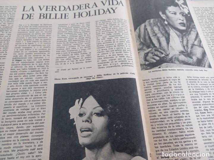 Coleccionismo de Revistas y Peri&oacute;dicos: DIANA ROSS INTERPRETA LA VIDA DE BILLIE HOLIDAY. RECORTE DE TRIUNFO NOVIEMBRE 1973