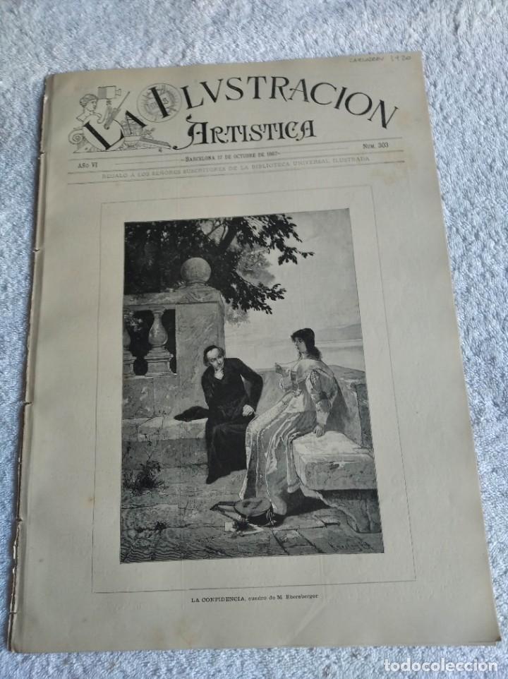 Coleccionismo de Revistas y Peri&oacute;dicos: LA ILUSTRACI&Oacute;N ART&Iacute;STICA. A&Ntilde;O 1887. N&ordm; 303. CUADRO DE J. GARNELO. CUADRO DE RAM&Oacute;N CASAS. LEER