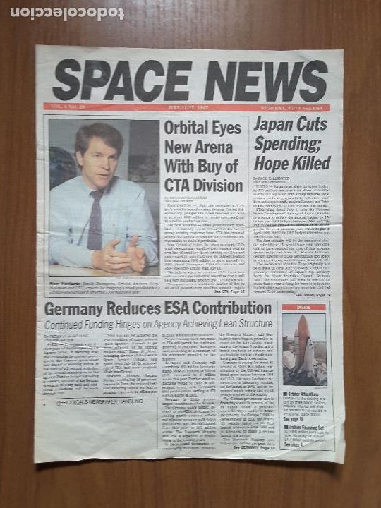 Collection Magazines and Newspapers: Space News Vol. 8, No 29. Noticias del espacio. En ingl&eacute;s.