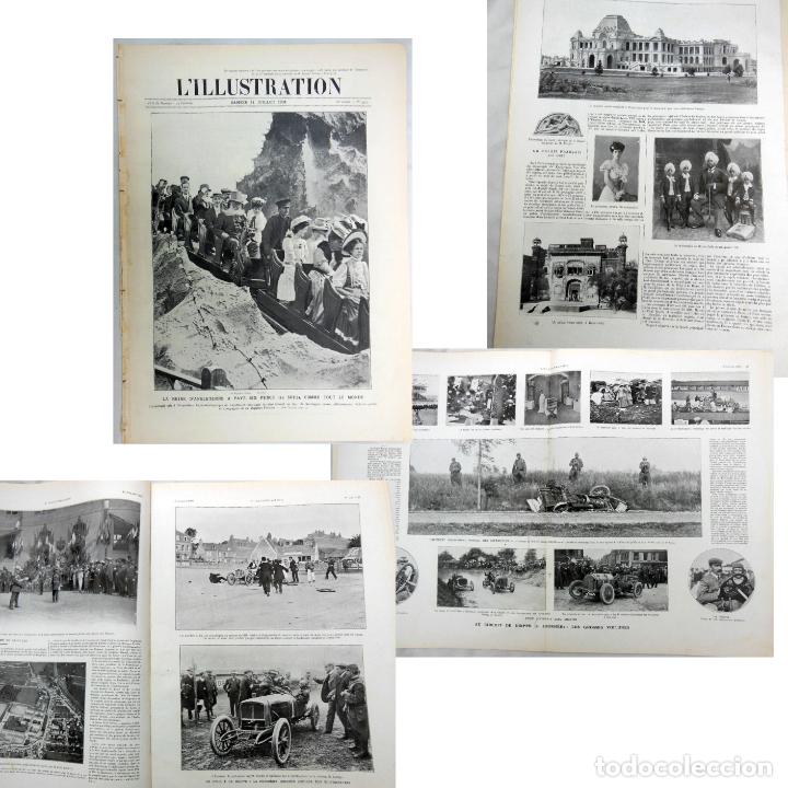 Collezionismo di Riviste e Giornali: L'ILLUSTRATION. N&ordm; 3411 , 11 Juillet 1908. Au circuit de Dieppe, les voitures, Le Chemin de fer
