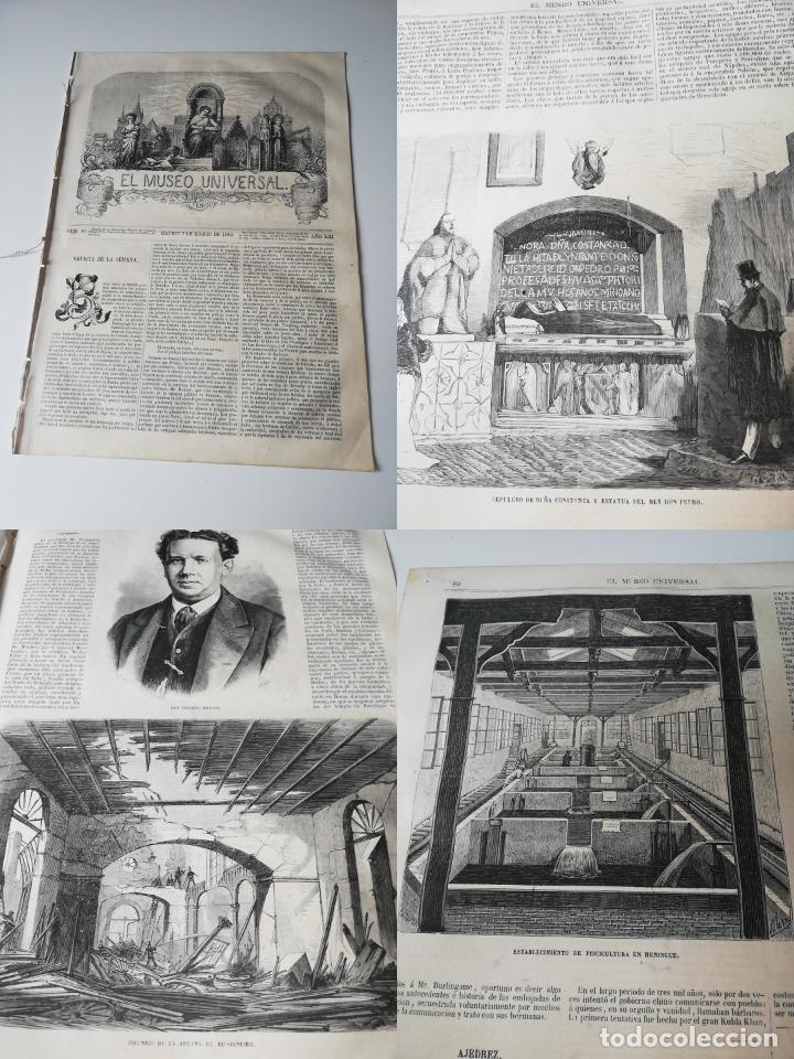 Collezionismo di Riviste e Giornali: EL MUSEO UNIVERSAL N&deg;10, marzo 1869. Grabados: Piscicultura en Huningue, Sepulcro Do&ntilde;a Constanza...