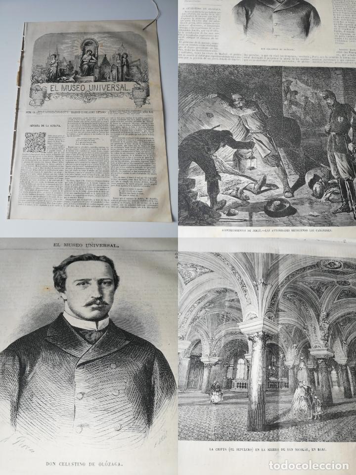 Collezionismo di Riviste e Giornali: EL MUSEO UNIVERSAL N&deg;15, marzo 1869. Grabados: Jerez autoridades recogen cad&aacute;veres, S. Nicol&aacute;s Bari