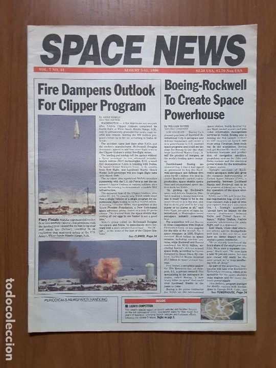 Collection Magazines and Newspapers: Space News Vol. 7, No 31. Noticias del espacio. En ingl&eacute;s.