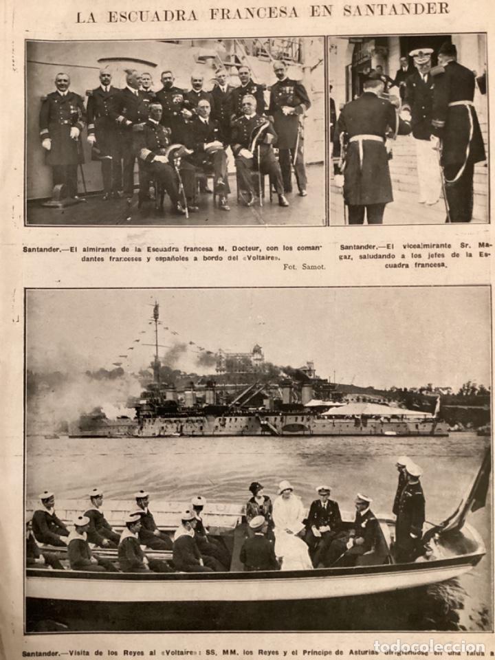 Coleccionismo de Revistas y Peri&oacute;dicos: ACORAZADO VOLTAIRE EN SANTANDER 1925 HOJA REVISTA