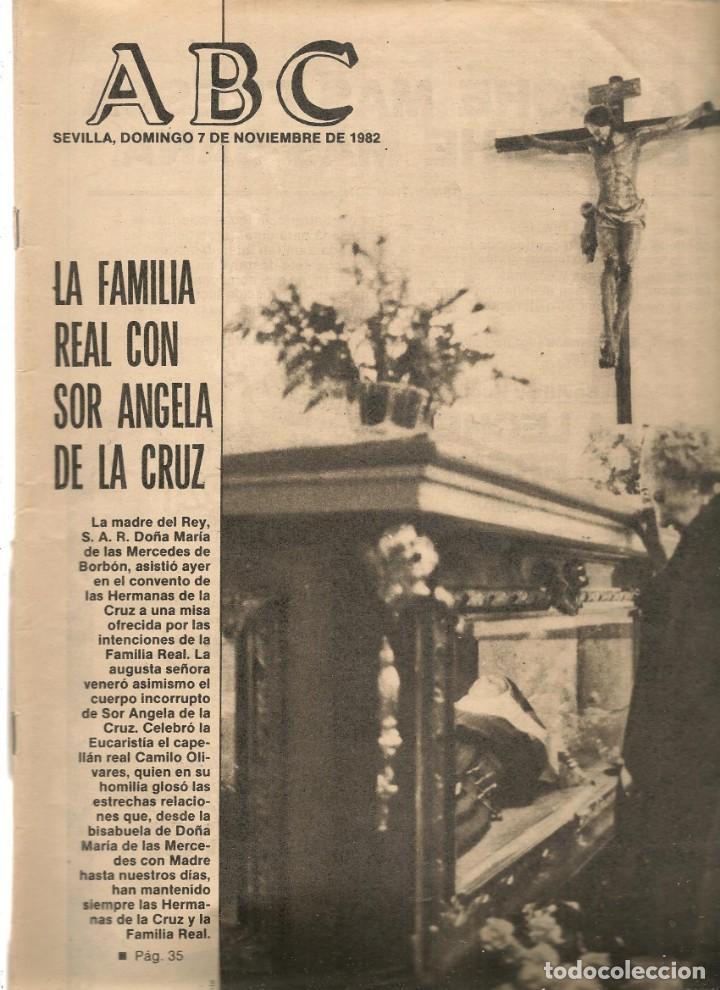 Coleccionismo de Revistas y Peri&oacute;dicos: ABC. SOR ANGELA DE LA CRUZ / FUTBOL: SEVILLA-ZARAGOZA. SEVILLA, 7 NVBRE 1982(P/B55)