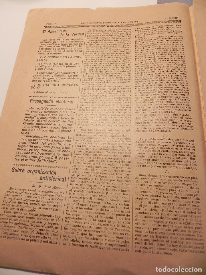 Coleccionismo de Revistas y Peri&oacute;dicos: ANTIGUO PERI&Oacute;DICO -EL MOT&Iacute;N- SAT&Iacute;RICO/POL&Iacute;TICO. N&Uacute;M. 16 A&Ntilde;O 1910. (P00018) @