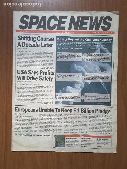 Sammeln von Zeitschriften und Zeitungen: Space News Vol. 7, No 3. Noticias del espacio. En ingl&eacute;s.