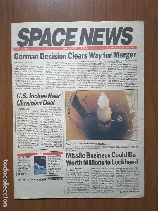 Sammeln von Zeitschriften und Zeitungen: Space News Vol. 6, No 47. Noticias del espacio. En ingl&eacute;s.