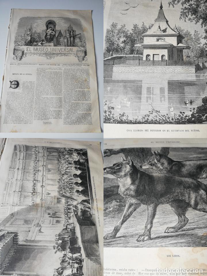 Coleccionismo de revistas y peri&oacute;dicos: EL MUSEO UNIVERSAL N&deg;28, JULIO 1869. Grabados: Casa Pescador parque del Retiro, General Serrano