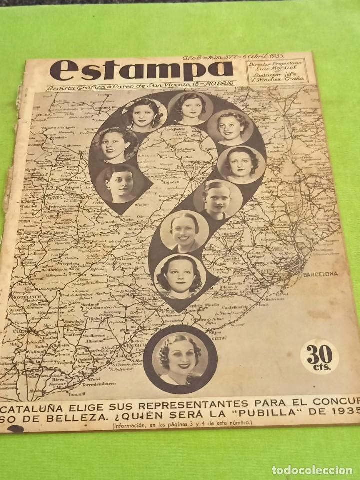 Sammeln von Zeitschriften und Zeitungen: Estampa N&ordm; 377 - Abril 1935 - Concurso de Belleza Catalu&ntilde;a - Semana Santa en Sevilla - Flores Pasi&oacute;n