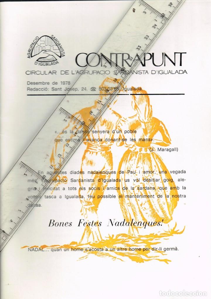 Coleccionismo de Revistas y Peri&oacute;dicos: 1978 &rdquo;CONTRAPUNT&rdquo; Circular de l&acute;Agrupaci&oacute; Sardanista d&acute;Igualada Bones Festes Nadalenques! + 3 ITEMS