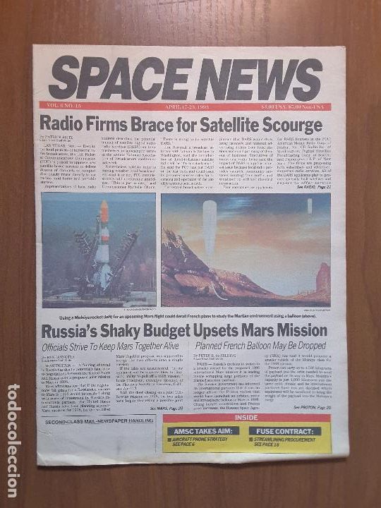 Sammeln von Zeitschriften und Zeitungen: Space News Vol. 6, No 15. Noticias del espacio. En ingl&eacute;s.
