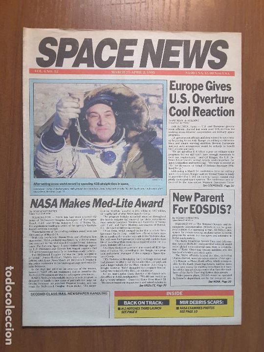 Collection Magazines and Newspapers: Space News Vol. 6, No 12. Noticias del espacio. En ingl&eacute;s.