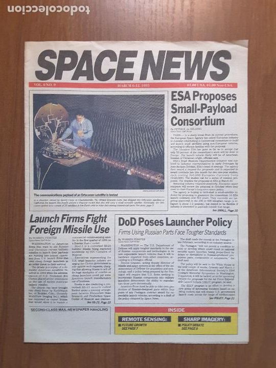 Sammeln von Zeitschriften und Zeitungen: Space News Vol. 6, No 9. Noticias del espacio. En ingl&eacute;s.