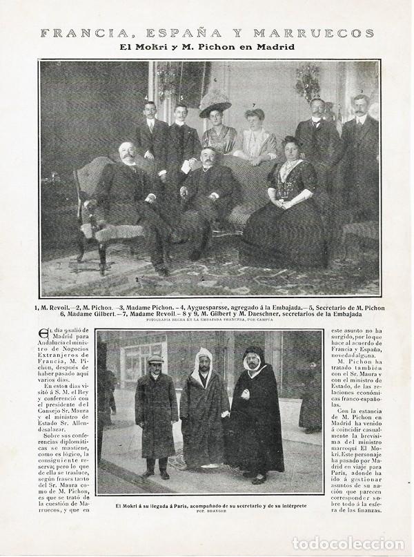Sammeln von Zeitschriften und Zeitungen: 1908 HOJA REVISTA MADRID FRANCIA ESPA&Ntilde;A Y MARRUECOS EL MOKRI Y M. PICH&Oacute;N EMBAJADA FRANCESA
