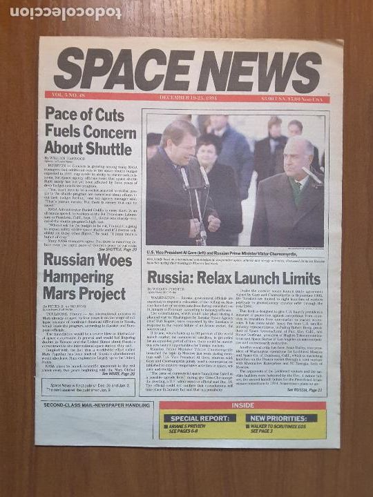 Coleccionismo de revistas y peri&oacute;dicos: Space News Vol. 5, No 48. Noticias del espacio. En ingl&eacute;s.