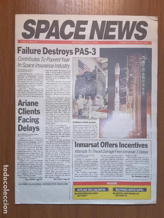 Collezionismo di Riviste e Giornali: Space News Vol. 5, No 46. Noticias del espacio. En ingl&eacute;s.
