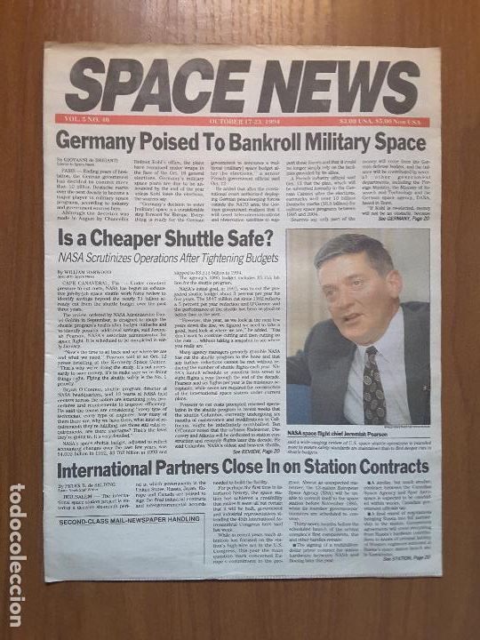 Collezionismo di Riviste e Giornali: Space News Vol. 5, No 40. Noticias del espacio. En ingl&eacute;s.