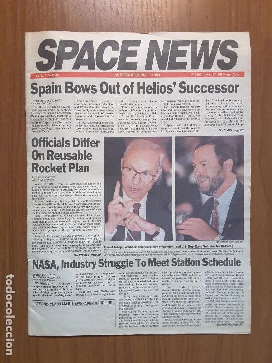 Coleccionismo de revistas y peri&oacute;dicos: Space News Vol. 5, No 36. Noticias del espacio. En ingl&eacute;s.