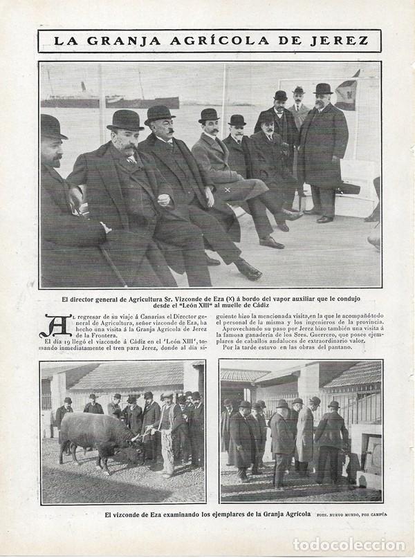 Sammeln von Zeitschriften und Zeitungen: 1908 HOJA REVISTA C&Aacute;DIZ JEREZ DE LA FRONTERA GRANJA AGR&Iacute;COLA VIZCONDE DE EZA DTOR. GRAL. AGRICULTURA